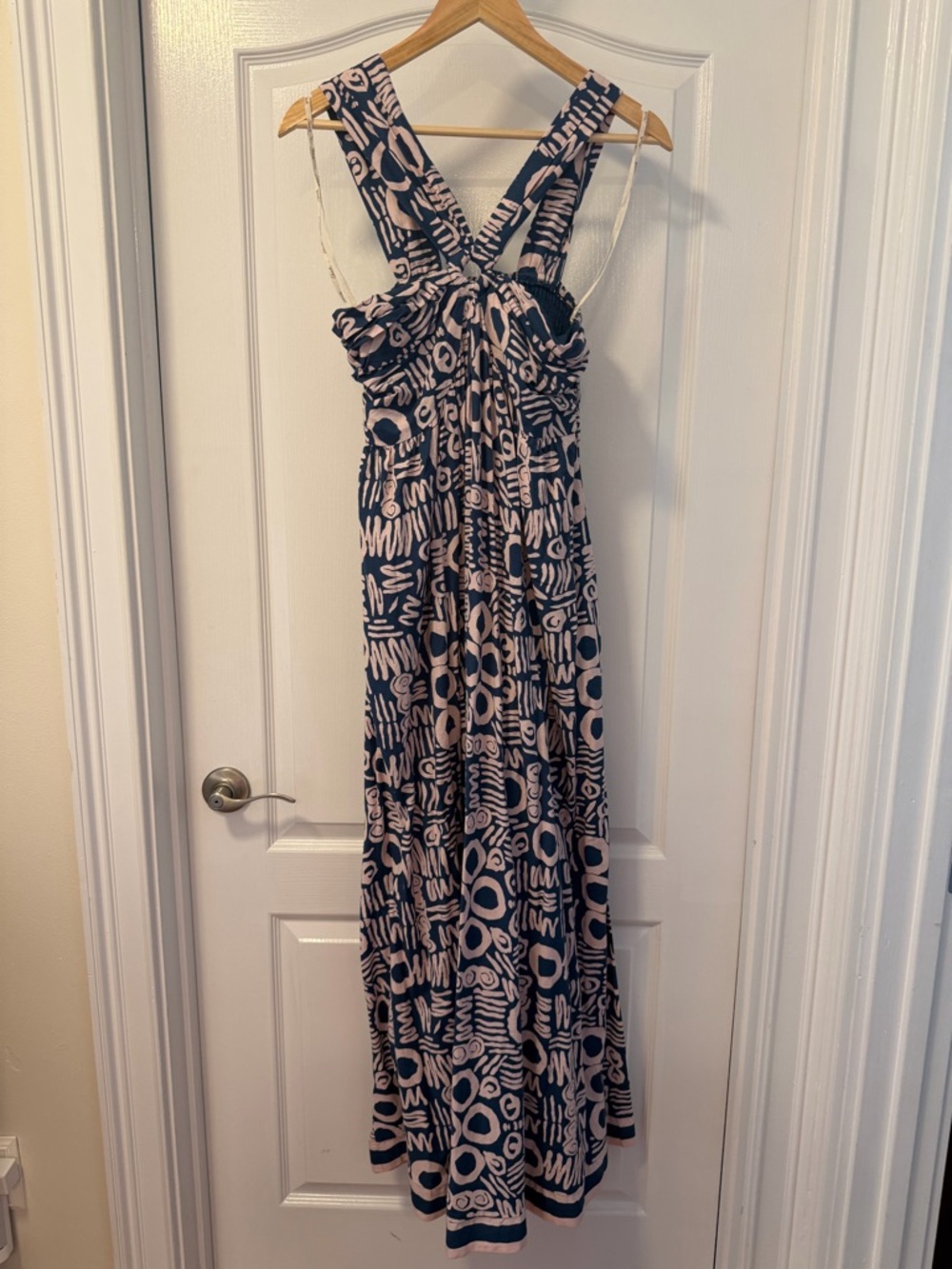 Cleobella Navy and Blush Abstract Print Maxi Dress